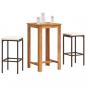 Preview: ARDEBO.de - 3-tlg. Gartenbar-Set Braun Massivholz Akazie und Poly Rattan