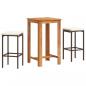 Preview: 3-tlg. Gartenbar-Set Braun Massivholz Akazie und Poly Rattan