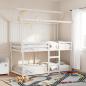 Preview: Etagenbett mit Dach Weiß 75x190 cm Massivholz Kiefer