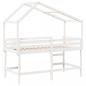 Preview: Hochbett mit Leiter und Dach Weiß 90x190 cm Massivholz Kiefer