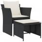 Preview: Gartenstuhl mit Fußhocker Schwarz Poly Rattan