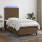 Preview: ARDEBO.de - Boxspringbett mit Matratze & LED Dunkelbraun 90x190 cm Stoff
