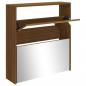 Preview: Schuhschrank mit Spiegel 2 Fächer Braun Eichen-Optik 63x17x67cm