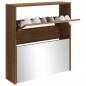 Preview: Schuhschrank mit Spiegel 2 Fächer Braun Eichen-Optik 63x17x67cm