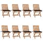 Preview: ARDEBO.de - Klappbare Gartenstühle mit Kissen 8 Stk. Massivholz Teak