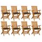 Preview: ARDEBO.de - Gartenstühle mit Schwarzen Kissen 8 Stk. Massivholz Teak