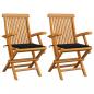 Preview: ARDEBO.de - Gartenstühle mit Schwarzen Kissen 2 Stk. Massivholz Teak