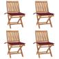Preview: ARDEBO.de - Klappbare Gartenstühle mit Kissen 4 Stk. Massivholz Teak