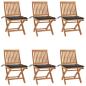 Preview: ARDEBO.de - Klappbare Gartenstühle mit Kissen 6 Stk. Massivholz Teak