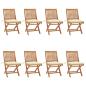 Preview: ARDEBO.de - Klappbare Gartenstühle mit Kissen 8 Stk. Massivholz Teak