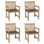 Preview: ARDEBO.de - Gartenstühle 4 Stk. mit Anthrazit Kissen Massivholz Teak