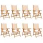 Preview: Gartenstühle Verstellbar 8 Stk. Beige Stoff und Massivholz