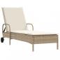Preview: Sonnenliegen mit Auflagen 2 Stk. Beige Poly Rattan