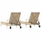 Preview: Sonnenliegen mit Auflagen 2 Stk. Beige Poly Rattan