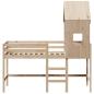 Preview: Hochbett mit Leiter und Dach 80x200 cm Massivholz Kiefer