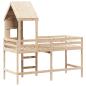 Preview: Hochbett mit Leiter und Dach 80x200 cm Massivholz Kiefer