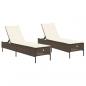 Preview: Sonnenliegen mit Auflagen 2 Stk. Braun Poly Rattan