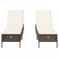 Preview: Sonnenliegen mit Auflagen 2 Stk. Braun Poly Rattan