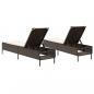 Preview: Sonnenliegen mit Auflagen 2 Stk. Braun Poly Rattan