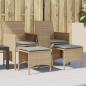 Preview: ARDEBO.de - Gartensofa 2-Sitzer mit Tisch und Hockern Beige Poly Rattan