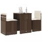 Preview: ARDEBO.de - 3-tlg. Bistro-Set mit Kissen Braun Poly Rattan