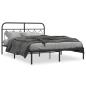Preview: ARDEBO.de - Bettgestell mit Kopfteil Metall Schwarz 150x200 cm