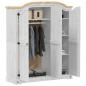 Preview: Kleiderschrank Corona Weiß 151,5x52x186 cm Massivholz Kiefer