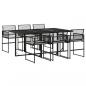 Preview: 7-tlg. Garten-Essgruppe mit Kissen Schwarz Poly Rattan