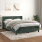 Preview: ARDEBO.de - Boxspringbett mit Matratze Dunkelgrün 140x190 cm Samt