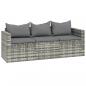 Preview: 3-tlg. Garten-Lounge-Set mit Kissen Grau Poly Rattan