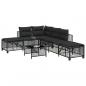 Preview: ARDEBO.de - 3-tlg. Garten-Ecksofa-Set mit Kissen Schwarz Poly Rattan