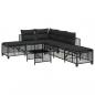 Preview: 3-tlg. Garten-Ecksofa-Set mit Kissen Schwarz Poly Rattan