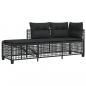 Preview: 3-tlg. Garten-Ecksofa-Set mit Kissen Schwarz Poly Rattan