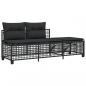 Preview: 3-tlg. Garten-Ecksofa-Set mit Kissen Schwarz Poly Rattan
