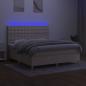 Preview: Boxspringbett mit Matratze & LED Creme 160x200 cm Stoff