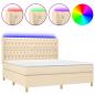 Preview: Boxspringbett mit Matratze & LED Creme 180x200 cm Stoff