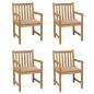 Preview: ARDEBO.de - Gartenstühle 4 Stk. mit Beigen Kissen Massivholz Teak