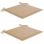Preview: Gartenstühle 2 Stk. mit Beige Kissen Teak Massivholz 