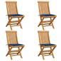 Preview: ARDEBO.de - Gartenstühle mit Königsblauen Kissen 4 Stk. Massivholz Teak 