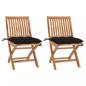 Preview: ARDEBO.de - Gartenstühle 2 Stk. mit Schwarzen Kissen Massivholz Teak 