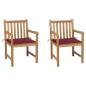 Preview: Gartenstühle 2 Stk. mit Weinroten Kissen Massivholz Teak