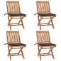 Preview: ARDEBO.de - Klappbare Gartenstühle mit Kissen 4 Stk. Massivholz Teak