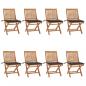 Preview: ARDEBO.de - Klappbare Gartenstühle mit Kissen 8 Stk. Massivholz Teak