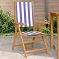 Preview: ARDEBO.de - Gartenstühle 2 Stk. Blau und Weiß Massivholz Akazie & Stoff