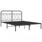 Preview: Bettgestell mit Kopfteil Metall Schwarz 140x200 cm