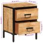 Preview: Nachttisch mit 2 Schubladen 40x35x53 cm Raues Massivholz Mango