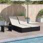 Preview: ARDEBO.de - Doppel-Sonnenliege mit Kissen Schwarz Poly Rattan