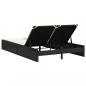 Preview: Doppel-Sonnenliege mit Kissen Schwarz Poly Rattan