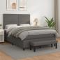 Preview: ARDEBO.de - Boxspringbett mit Matratze Grau 140x200 cm Kunstleder