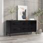 Preview: ARDEBO.de - Kommode Schwarz 110x30x45 cm Massivholz Kiefer